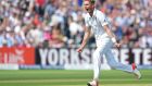 England’s Stuart Broad celebrates taking the wicket of Australia’s Chris Rogers for 6 runs on the second day of the third Ashes cricket test match between England and Australia at Edgbaston. Photorgraph: Paul Ellis/Getty 