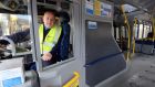 Dublin Bus driver William Healy gets the feel for one of the company’s 90 new buses. Photograph: Eric Luke/The Irish Times