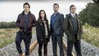 RTÉ One’s Wexford-set drama ‘Clean Break’ starring (l-r) Damien Molony, Kelly Thornton, Adam Fergus and Aidan McArdle. The four-parter will be one of the highlights of the channel’s new season, which is being launched today.