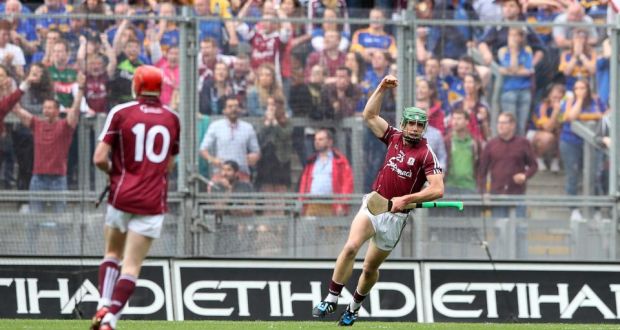  Shane Moloney’s point at the death booked Galway a place in the All-Ireland hurling final. Photograph: Inpho
