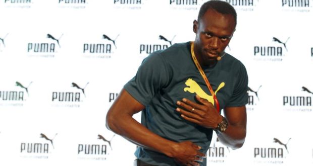Jamaican sprinter Usain Bolt  after his news conference ahead of the IAAF (International Association of Athletics Federations) World Championships, in Beijing, China, August 20, 2015. Photograph:  Reuters