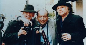 Georgie Fame, John Minihan and Van Morrison outside Ronnie Scott’s Jazz Club, Soho London 1994