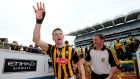 Kilkenny’s TJ Reid celebrates as he leaves the Croke Park pitch after yesterday’s All-Ireland hurling final win over Galway. Photograph: Ryan Byrne/Inpho.
