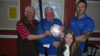 Michael Elliott, centre, winner of the inaugural Fingal  Small Boat Competition, with sponsor Ruairí Coleman, of Swords Angling Centre, and his daughter Leah and, left, Howth Sea Angling Club president Terry Doyle