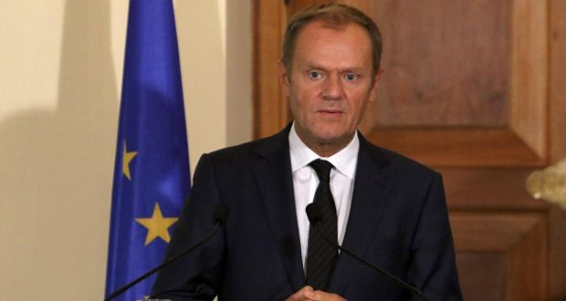 European Council President Donald Tusk has called an EU leaders’ summit for next Wednesday. Photograph: Yiannis Kourtoglou/Reuters