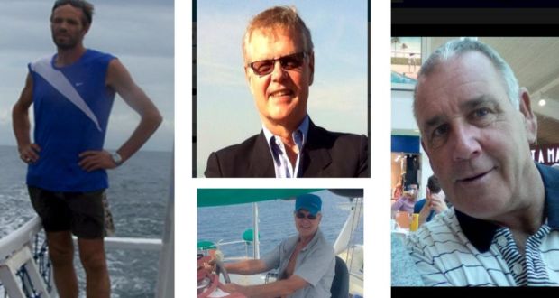 Undated file photos of abducted tourists Kjartan Sekkingstad (l), a Norwegian national, John Ridsdel (centre photos) of Canada and Robert Hall. Photograph: Armed Forces of the Philippines/Reuters
