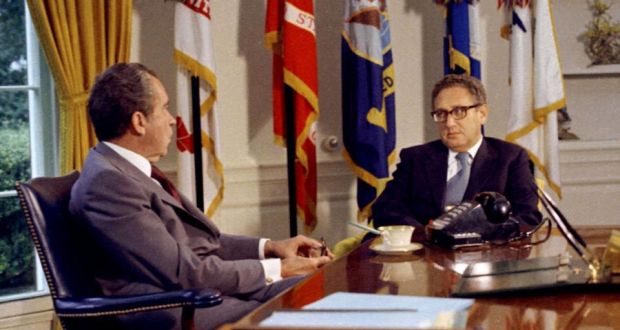 Former US president Richard Nixon and  his secretary of state Henry Kissinger in the Oval Office on September 21st, 1973. Photograph: AP Photo