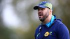 Australia head coach Michael Cheika looks on during a training session in London  ahead of their semi-final test against Argentina. Photograph: Dan Mullan/Getty Images