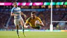 Australia’s Adam Ashley-Cooper scores his second try during the Rugby World Cup semi-final against Argentina at Twickenham. Photograph:  David Davies/PA 