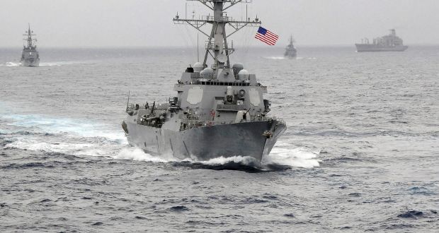 A file photo of the USS Lassen, a guided-missile destroyer. The US navy sailed the vessel within 12 nautical miles of the Spratly Islands in the South China Sea as part of a series of ‘freedom of navigation’ exercises. Photograph: John Hageman/US navy via The New York Times