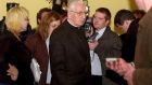 Cardinal Desmond Connell leaving the press conference following the 2002 egm at St Patrick’s College, Maynooth. Photograph: Eric Luke