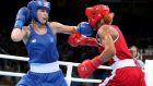 Ireland’s Katie Taylor in action against Estelle Mossely in the European Games in Baku. Photograph: Ryan Byrne/Inpho