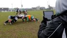 Connacht video analyst Conor McPhillips videos scrum training on an iPad. Photograph: James Crombie/Inpho
