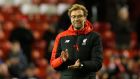 Liverpool manager Juergen Klopp: “I am absolutely satisfied with our goalkeeping situation. I am sorry to kill your stories about German goalkeepers and goalkeepers from Stoke.” Photograph: Phil Noble/Reuters 