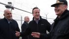 Britain’s prime minister David Cameron  and his Bulgarian counterpart Boyko Borissov (left) visit Bulgaria’s border with Turkey near the Lesovo crossing point, where they saw the enhanced efforts to secure the European Union’s external frontiers, on Friday.  Photograph: Stefan Rousseau/PA Wire