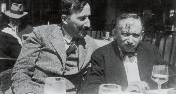  Stefan Zweig and Josef Roth in Ostende, Belgium in 1936. Photograph:  Imagno/Getty Images