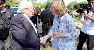 Catherine Corcoran meets President Michael D Higgins during his visit to Ethiopia last year.