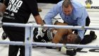  Roy Jones Jr lies on the canvas  after being knocked out by  Enzo Maccarinelli in Moscow. Photograph: Vasily Maximov/AFP/Getty Images