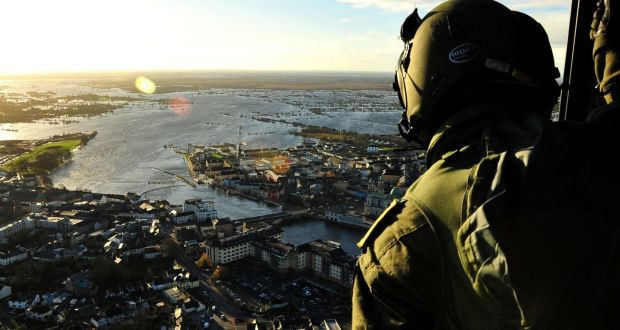  Athlone after Storm Desmond hit the area before Christmas.  This year’s El Niño is now peaking and is one of the strongest on record. Photograph: Airman Jamie Martin/Air Corps/PA Wire