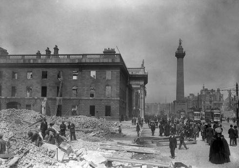 Rarely seen photographs from The Easter Rebellion 1916 -A New Illustrated History by Conor McNamara.  The General Post Office (GPO) was reduced to a shell in the inferno, with the roof and interior floors completely demolished. The GPO had only been reopened to the public earlier in the year after extensive renovations. 

