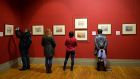 Gallery visitors taking a close look at watercolours and drawings by JMW Turner at the annual January showing at the National Gallery of Ireland. Photograph: Eric Luke 
