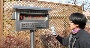 A lab employee from the Korea Institute of Nuclear Safety’s regional office in Gangneung, east of Seoul, checks for radioactive traces in the air, in Gangneung soon after North Korea announced it successfully conducted a hydrogen bomb test. Photograph: EPA
