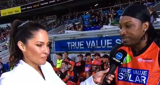 Australian reporter Mel McLaughlin found herself propositioned by Chris Gayle on live television. 