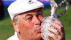Christy O’Connor Jnr gives the British Senior Open Trophy a kiss after winning the event in 1999 at Royal Portrush, Co Derry. Photograph: William Cherry/Pacemaker