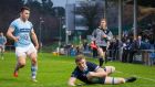 Daniel Leavy scores UCD’s  sixth try against Garryowen at the Belfield Bowl where the students triumphed 45-19. Photograph: Ryan Byrne/Inpho
