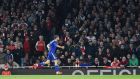Diego Costa scored Chelsea’s winner against Arsenal at the Emirates. Photograph: Epa