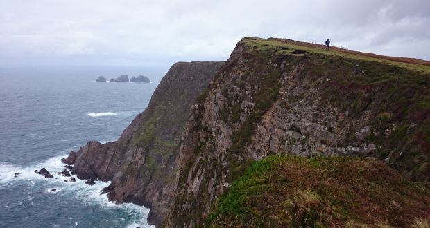 The cropped grass cliff-top provided a series of safe vantage points from which to peer down into inlets of churning grey and white ocean.