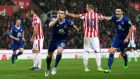 Seamus Coleman scored Everton’s second in their 3-0 win over Stoke City. Photograph: Getty