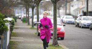 Running for office: Independent candidate Averil Power  canvassing in Artane, Dublin. Photograph: Aidan Crawley