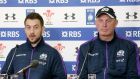 Scotland captain Greg Laidlaw and coach Vern Cotter are looking to avoid a 10th consecutive Six Nations defeat in a row. Photograph: Inpho