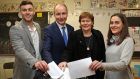 Fianna Fáil leader Micheál Martin casts his vote with family members. Photograph: PA 