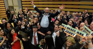 Independent TD Danny Healy-Rae celebrates on the shoulders of supporters including his  brother Michael who was re-elected earlier. Photograph: Domnick Walsh/Eye Focus