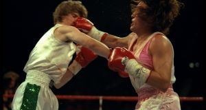 Deirdre Gogarty and Christy Martin trade blows during a bout in Las Vegas, Nevada on March 16th 1996. Martin won the fight with a decision in the sixth round. Mandatory Credit: Al Bello /Allsport