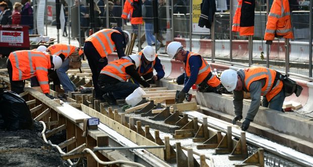 Workers preparing the cross-city Luas line last year, one of GMC Utilities projects. The group saw turnover – including from the group’s joint ventures – increase to €79.9 million in 2014. Photograph:  Dara Mac Dónaill