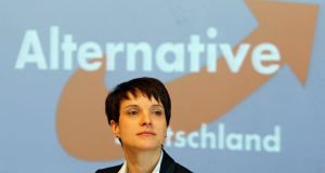 AfD co-leadser Frauke Petry at a party convention  in Markneukirchen, Germany, on February 27th. Photograph: Sebastian Willnow/EPA
