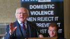 President Michael D Higgins speaking at Áras an Uachtaráin for the UN Women HeForShe campaign, to promote gender equality, and the role of men in achieving women’s rights and in eliminating gender-based violence. Photograph: Colin Keegan/Collins