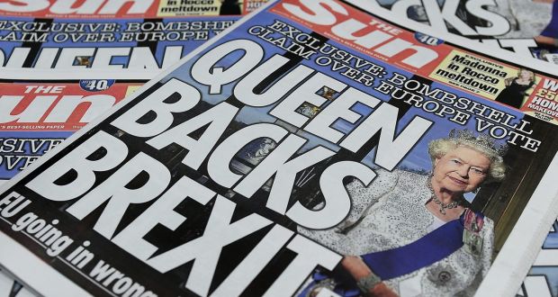 The anger at the mainstream press peaked last week when Buckingham Palace made a complaint to the press watchdog over claims in a front page story by ‘the Sun’ that the queen had expressed Eurosceptic views during a lunch in 2011. Photograph:  Andy Rain/EPA