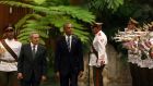 Obama didn’t touch down in Havana with an apology in his pocket for the US having first slathered Cuba in sleaze, organised an invasion by far-right desperadoes, made at least five attempts on Fidel Castro’s life, imposed a blockade in an effort to impoverish the country into submission and erected an internment camp on its soil where perceived enemies of the US could be tortured, some to death. Alejandro Ernesto/EPA.