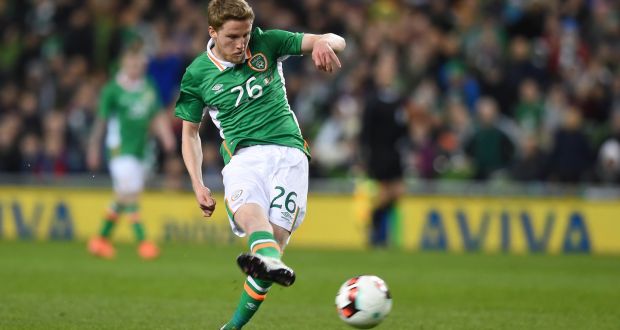 Eunan O’Kane of the Republic of Ireland misses a late chance during the international Euro 2016 warm-up match against Switzerland at the Aviva Stadium. Photo:  Charles McQuillan/Getty Images
