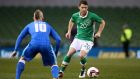 Republic of Ireland midfielder Wes Hoolahan in action against Slovakia’s Miroslav Stoch. Photograph: Brian Lawless/PA Wire
