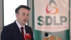 The Social Democratic and Labour Party (SDLP) leader Colum Eastwood at the party’s manifesto launch in The O’Neill Ranfurly House Arts and Visitor Centre in Dungannon. Photograph: Arthur Allison