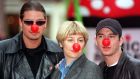 The late Victoria Wood with Boyzone members Keith Duffy (left) and the late Steven Gately in Leicester Square, London, to help launch the 1999 Comic Relief appeal. File photograph: Fiona Hanson/PA Wire