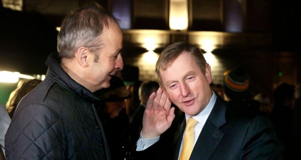 Taoiseach Enda Kenny and Fianna Fáil leader Micheál Martin. “In reality Fianna Fáil will have Enda Kenny’s new government by the proverbials in both the Dáil and the Seanad.” Photograph: Maxpix