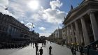 The GPO during the ceremony commemorating the 100th Anniversary of the Easter Rising 1916 on Dublin’s O’Connell Street. Photograph: Alan Betson/The Irish Times