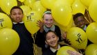  (L to R) Abdi Mooge, Ciara Lynam, Julie Nguyen and Job Makiese, from St Ronan’s National School, Deansrath, Clondalkin, Co Dublin, at the Yellow Flag awards.