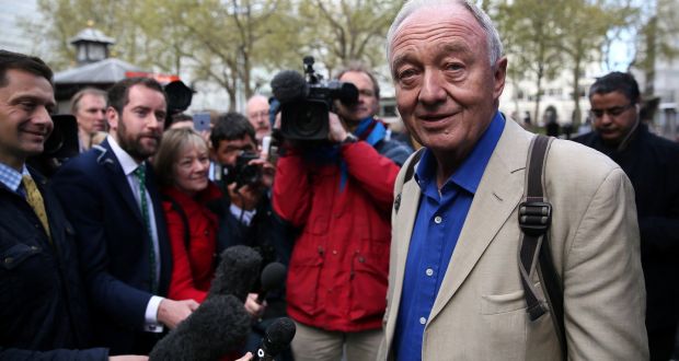 Former London mayor Ken Livingstone speaks to the media after appearing on the LBC radio station in London on Saturday. Photograph: Neil Hall/Reuters 